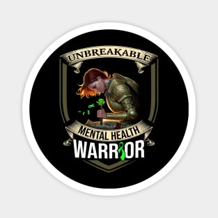 Unbreakable Mental Health Warrior Green Ribbon Magnet